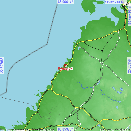 Topographic map of Pyhäjoki