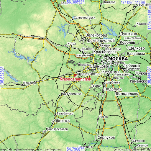 Topographic map of Krasnoznamensk