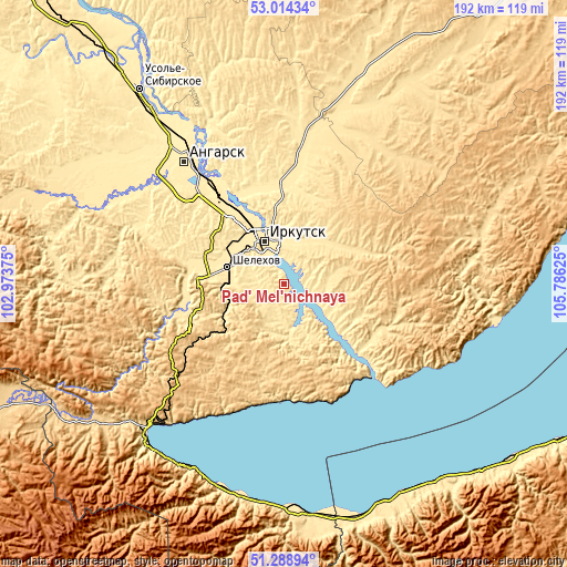 Topographic map of Pad’ Mel’nichnaya