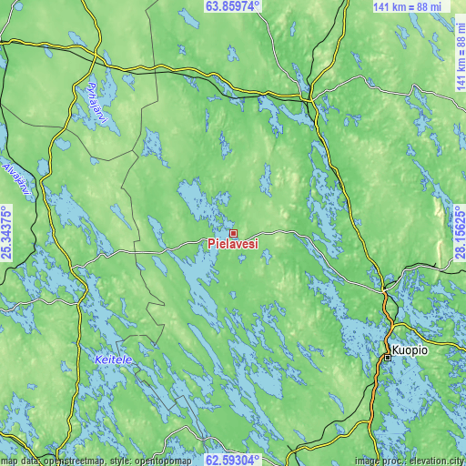 Topographic map of Pielavesi