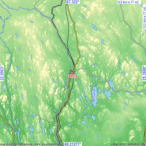 Topographic map of Pello