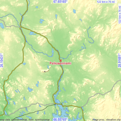 Topographic map of Pelkosenniemi
