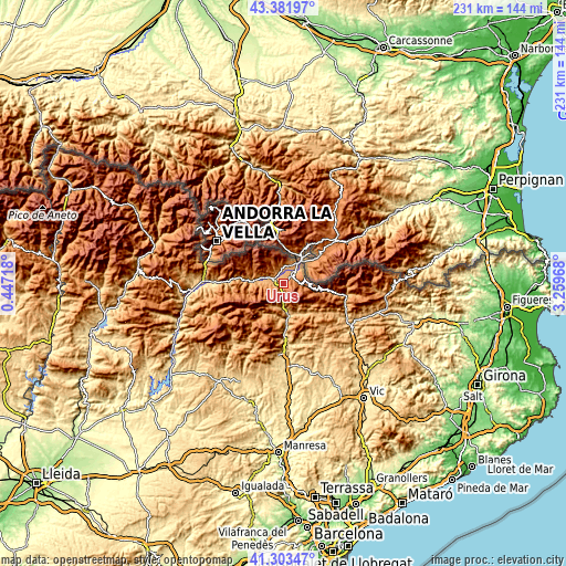 Topographic map of Urús