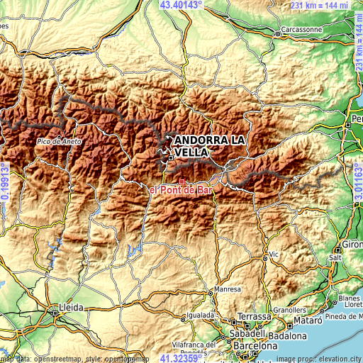 Topographic map of el Pont de Bar