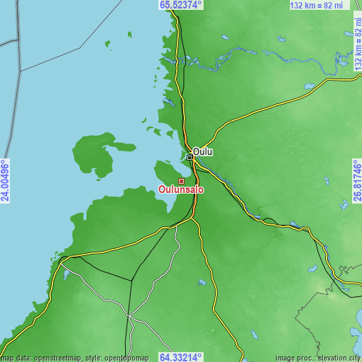 Topographic map of Oulunsalo