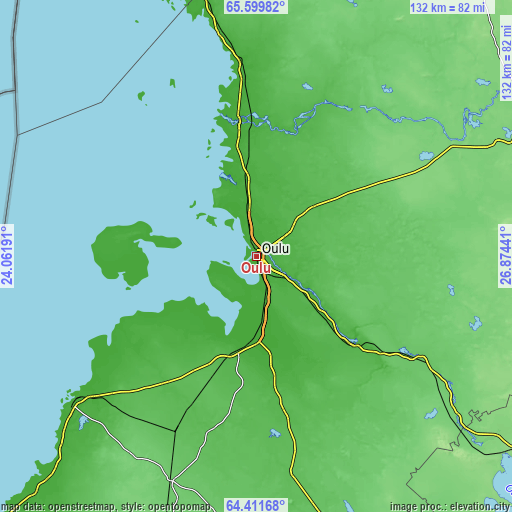 Topographic map of Oulu