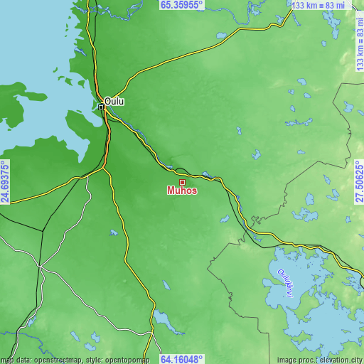 Topographic map of Muhos