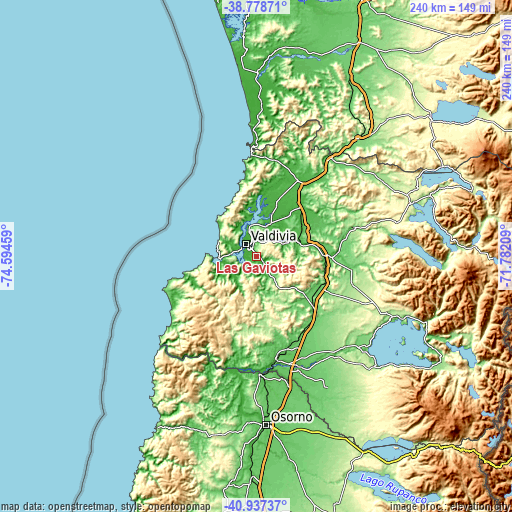 Topographic map of Las Gaviotas