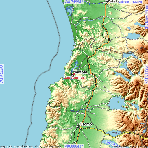 Topographic map of Las Animas