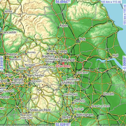 Topographic map of Sharlston
