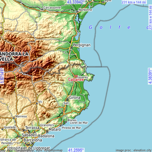 Topographic map of Cabanes