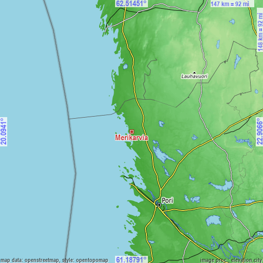 Topographic map of Merikarvia