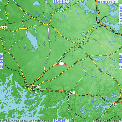 Topographic map of Mellilä