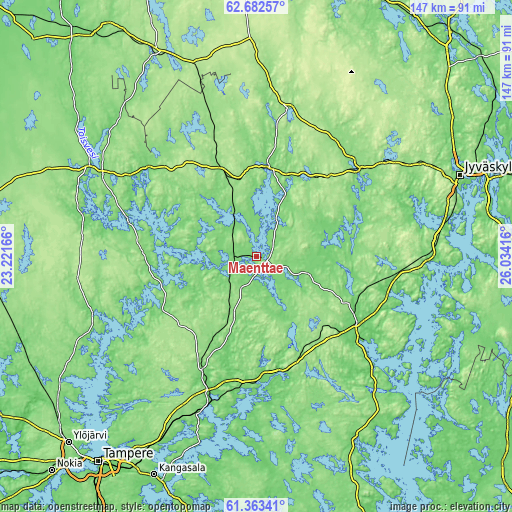Topographic map of Mänttä