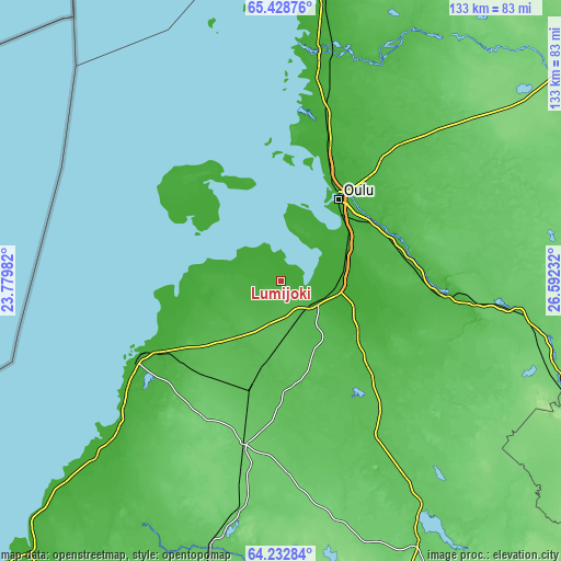 Topographic map of Lumijoki