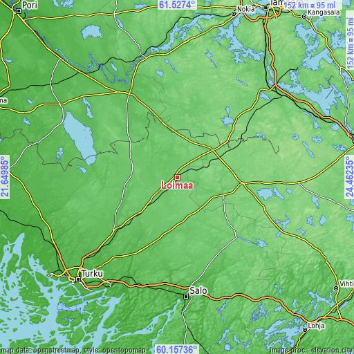 Topographic map of Loimaa