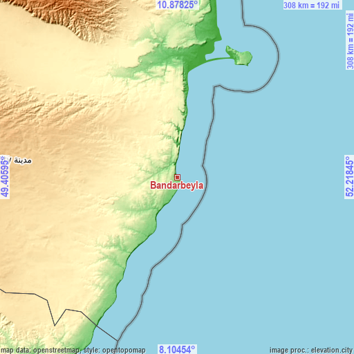 Topographic map of Bandarbeyla