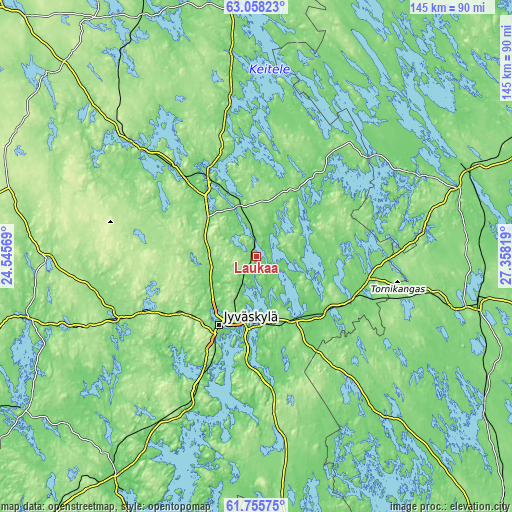 Topographic map of Laukaa