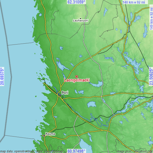 Topographic map of Längelmäki