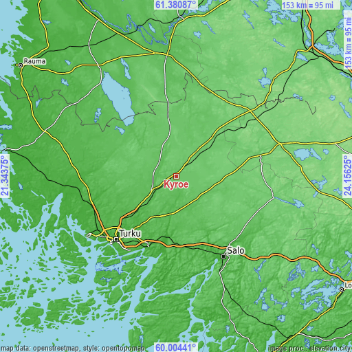 Topographic map of Kyrö