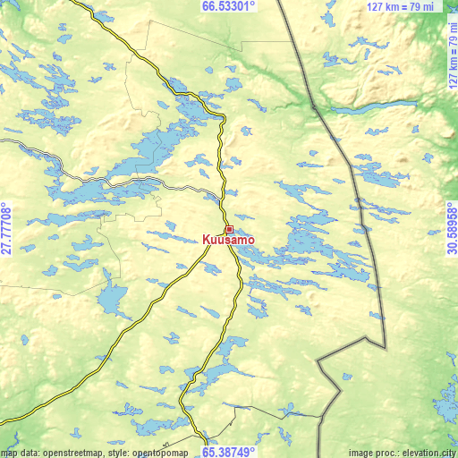 Topographic map of Kuusamo