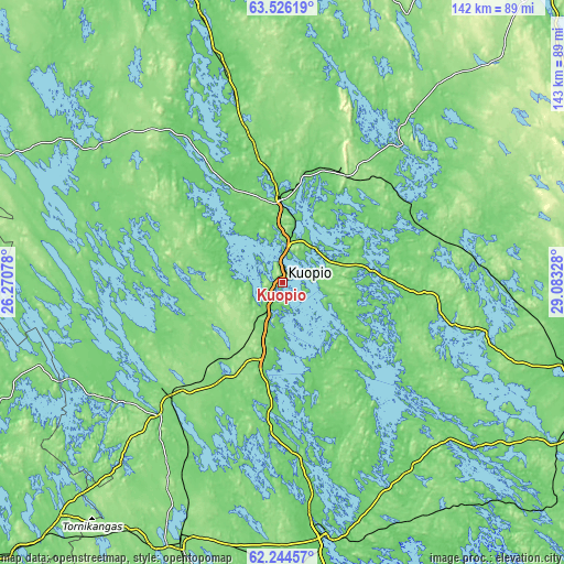 Topographic map of Kuopio