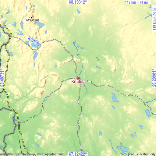 Topographic map of Kittilä