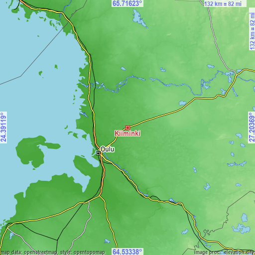 Topographic map of Kiiminki