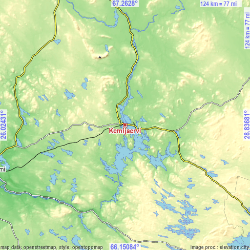 Topographic map of Kemijärvi