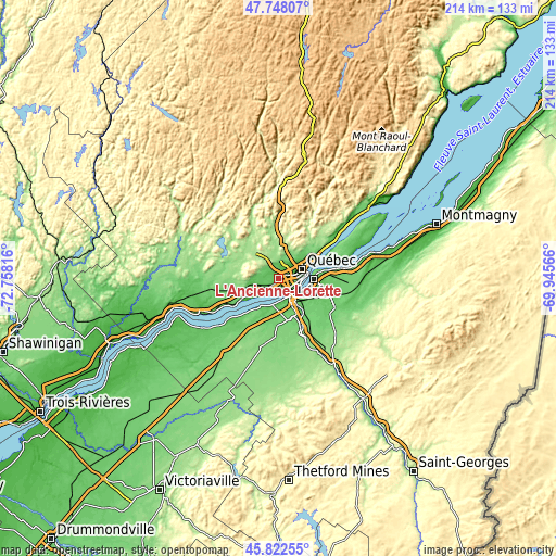 Topographic map of L'Ancienne-Lorette