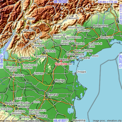 Topographic map of Noventa