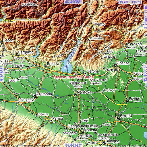 Topographic map of Castelnuovo del Garda