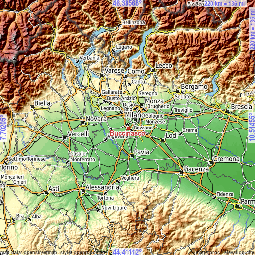 Topographic map of Buccinasco