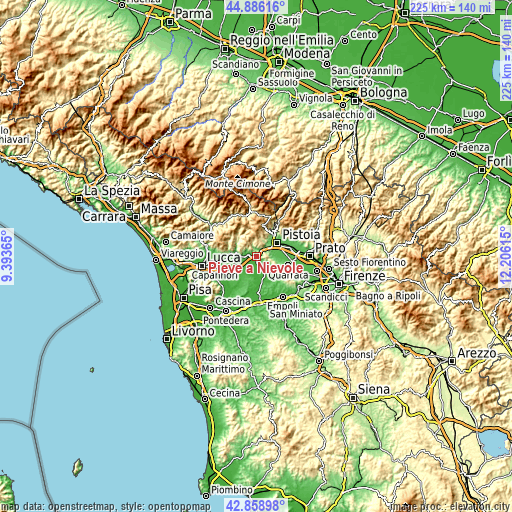Topographic map of Pieve a Nievole
