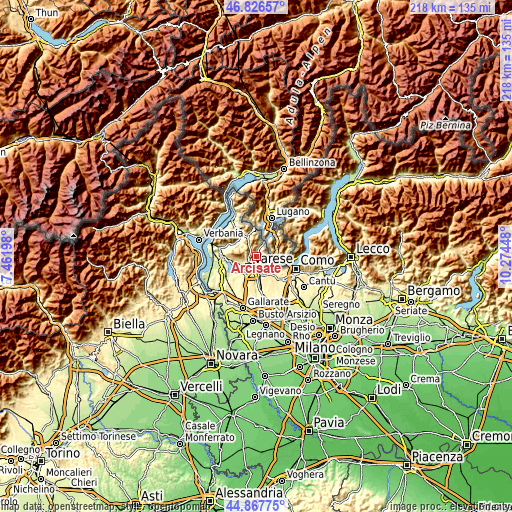 Topographic map of Arcisate