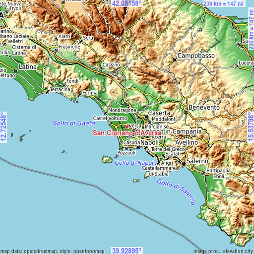 Topographic map of San Cipriano d'Aversa