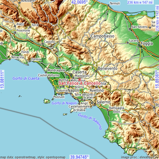 Topographic map of San Felice A Cancello