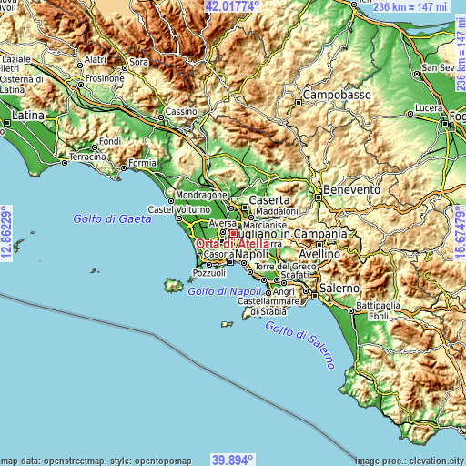 Topographic map of Orta di Atella