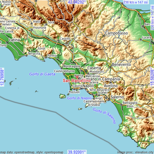 Topographic map of San Marcellino