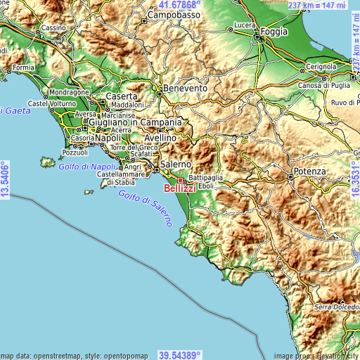 Topographic map of Bellizzi