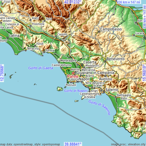 Topographic map of Parete