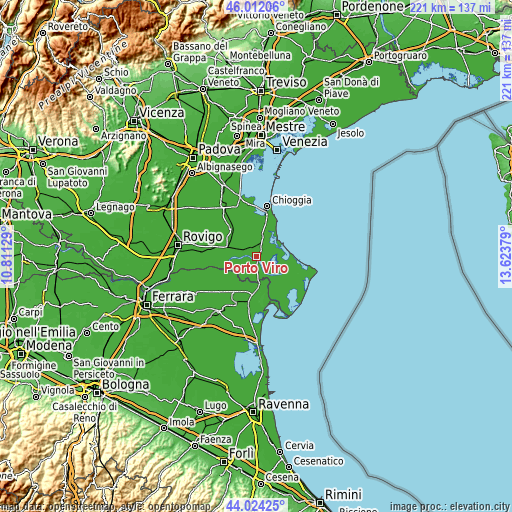 Topographic map of Porto Viro