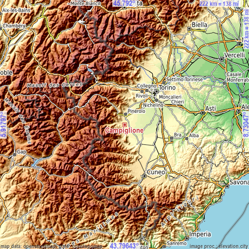 Topographic map of Campiglione