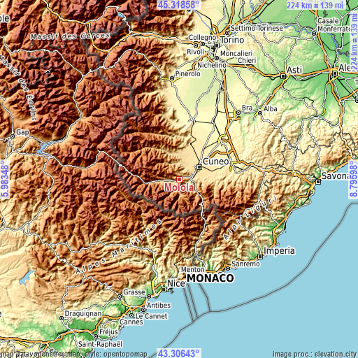 Topographic map of Moiola