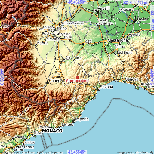 Topographic map of Mombarcaro