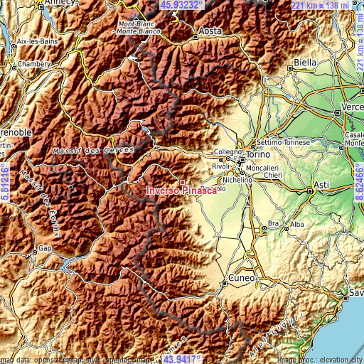 Topographic map of Inverso Pinasca