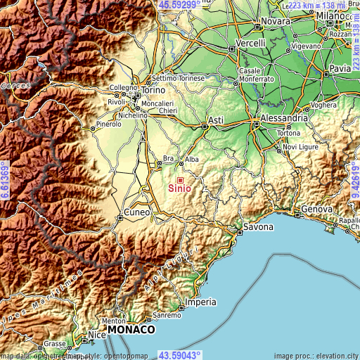 Topographic map of Sinio