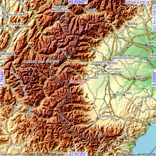 Topographic map of Pramollo