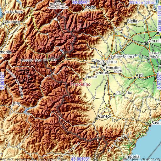 Topographic map of Prarostino