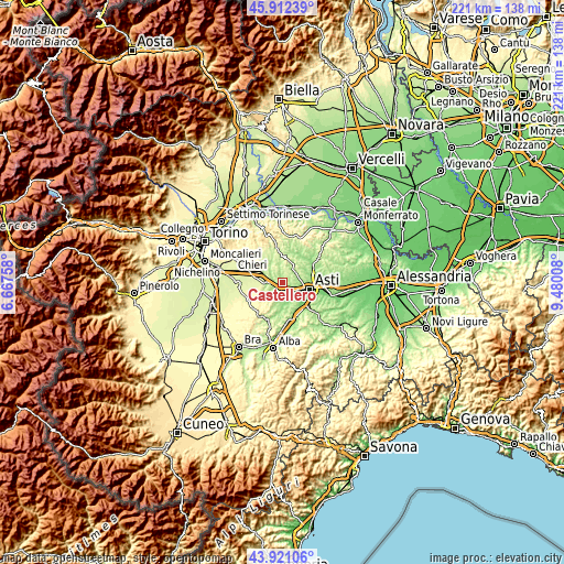 Topographic map of Castellero